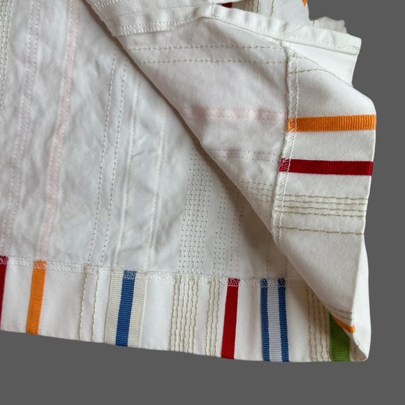 Liz Claiborne Straight Skirt Size 10 White Color Stripes Mid Rise 100% Cotton - Picture 10 of 13
